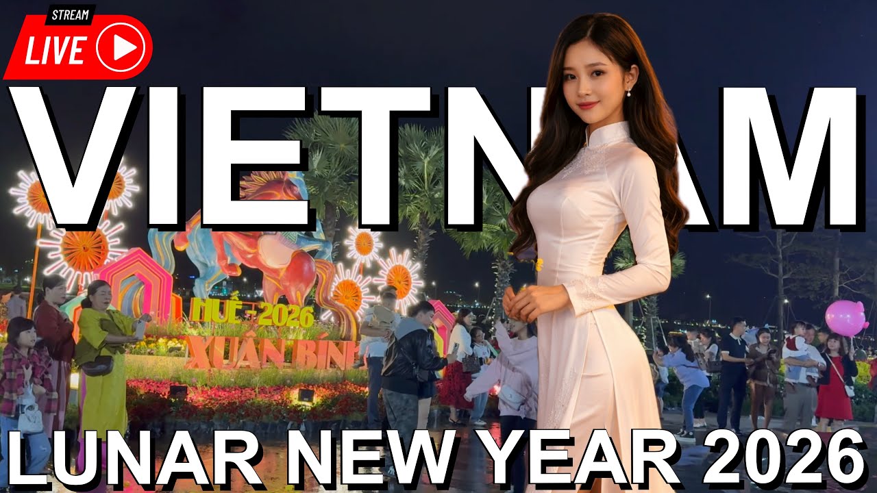 Vietnam Lunar New Year 2026 LIVE 🇻🇳 | Hue Riverside Night Park Walk (4K)
