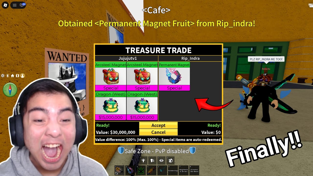 НАКОНЕЦ-ТО... В Blox Fruits мне выпал ФРУКТ С ПОСТОЯННЫМ МАГНИТОМ..! ☠️