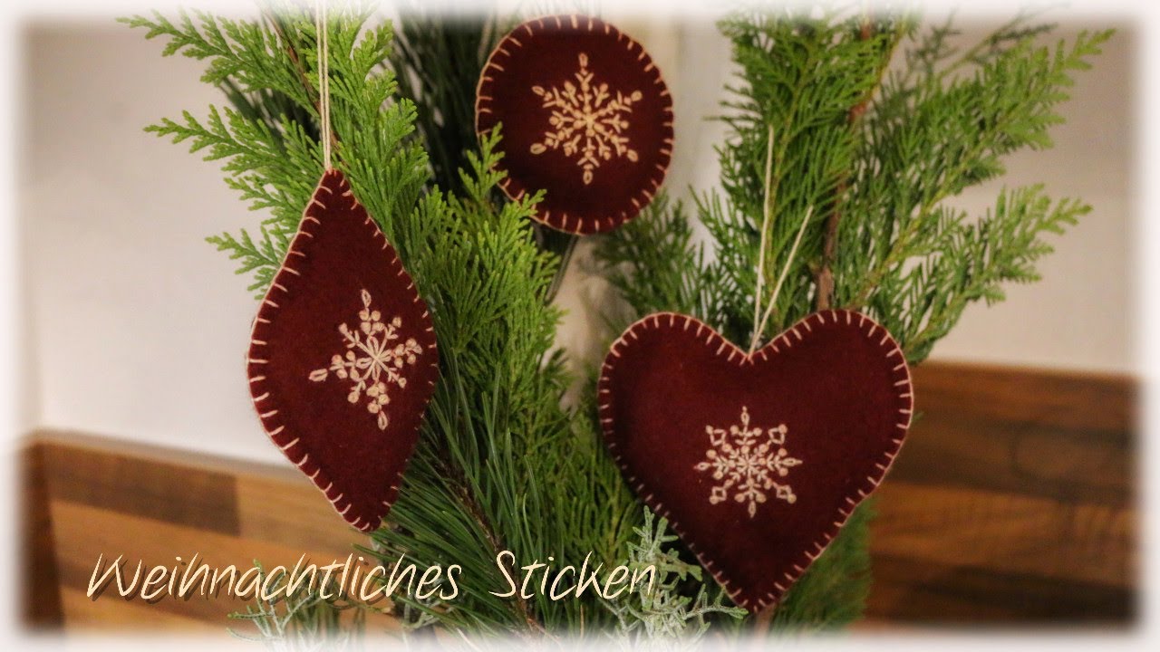 Stoffanhänger sticken * DIY *  Fabric Pendant Embroidery