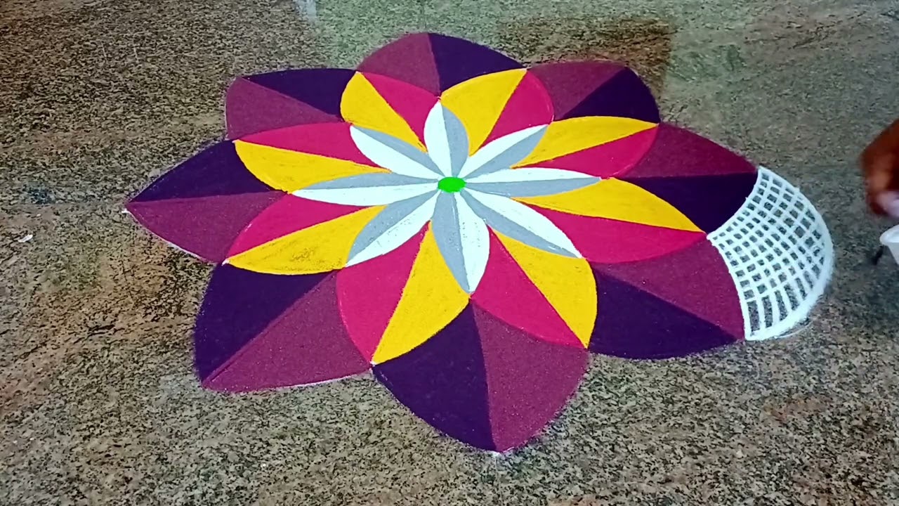 3d rangoli designs | Diwali kolam | colour kolam | செவ்வாய் கிழமை கோலம்| p square rangoli 