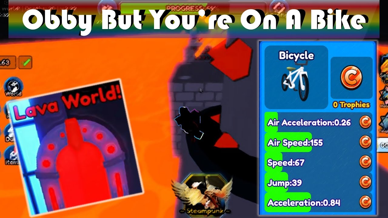 Obby But You're On A Bike Lava World (Bicycle Speedrun)!!