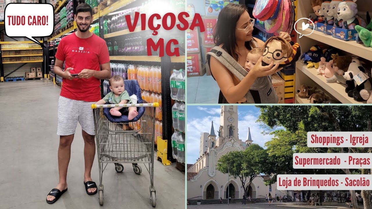 Viçosa MG - Shoppings, Praças, Igreja, Supermercados, Loja de Brinquedo e Sacolão - Vlog