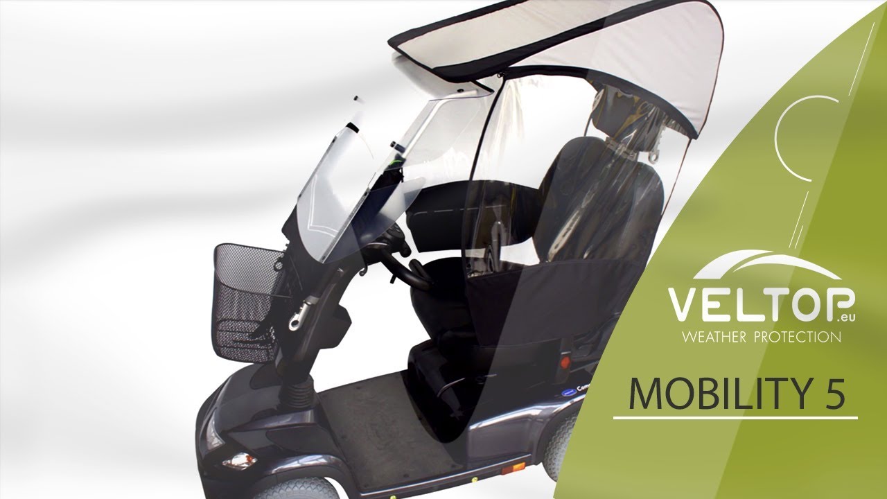 VELTOP MOBILITY 5 - Pr&eacute;sentation de la protection pluie pour scooter mobilit&eacute; r&eacute;duite