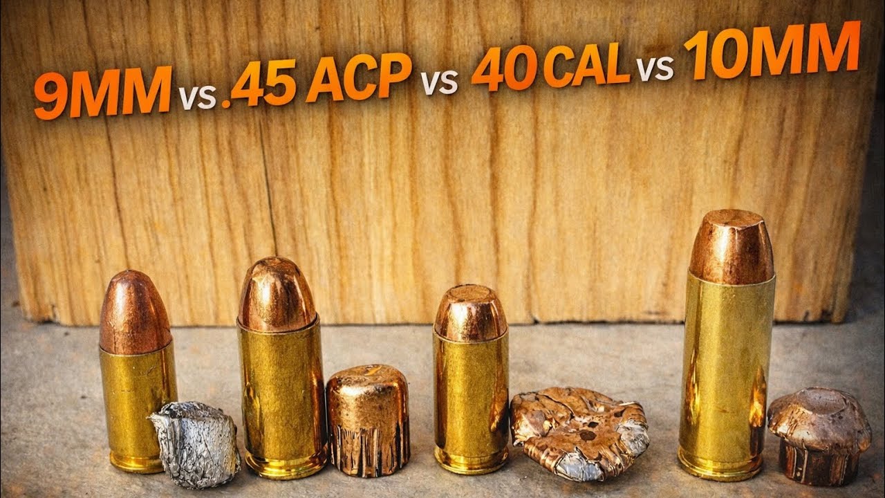9 мм против 10 мм против 45 ACP против .40 S&W: тест на проникновение!