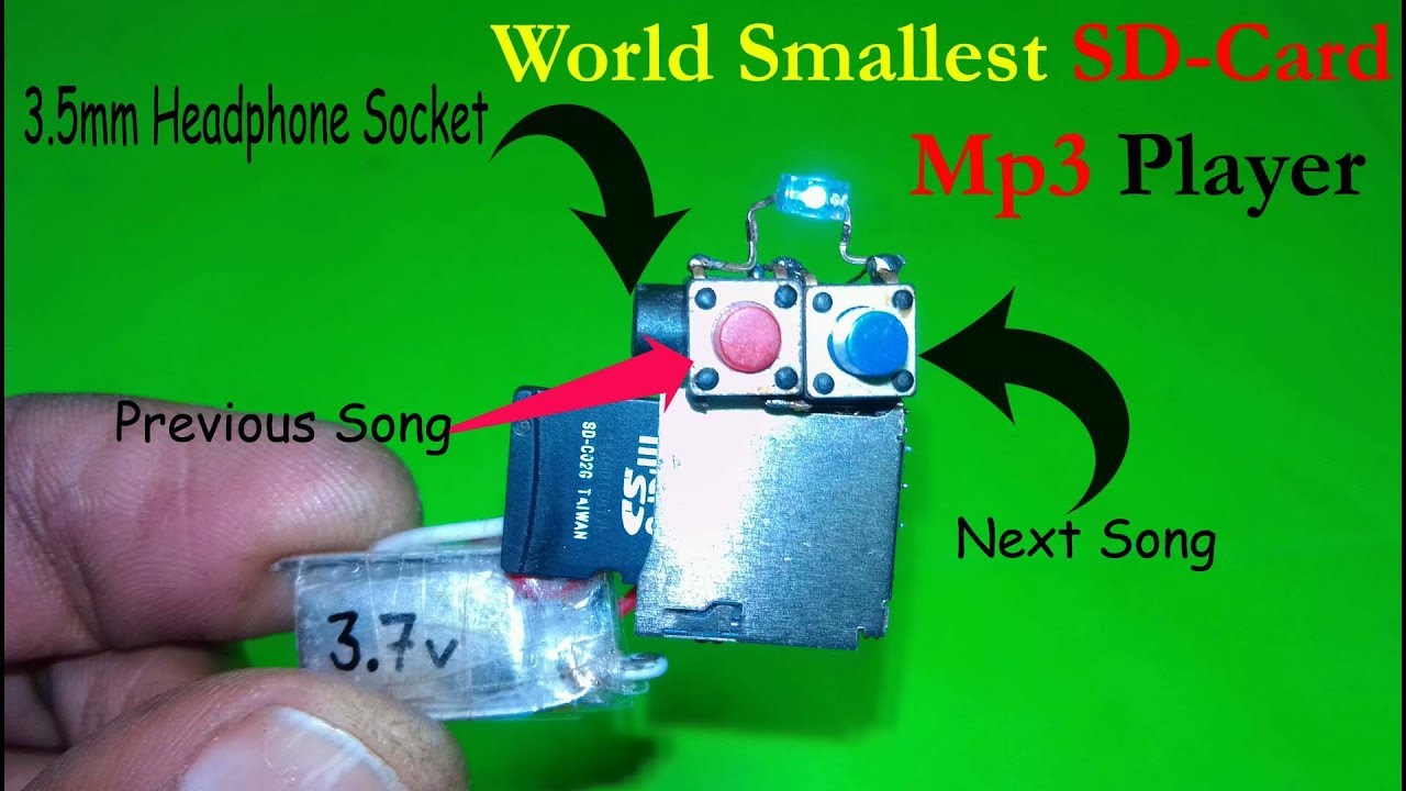 How to Make Smallest SD card Mp3 Player | DIY Mp3 Player | Sd Card Player | Mini Mp3 Player