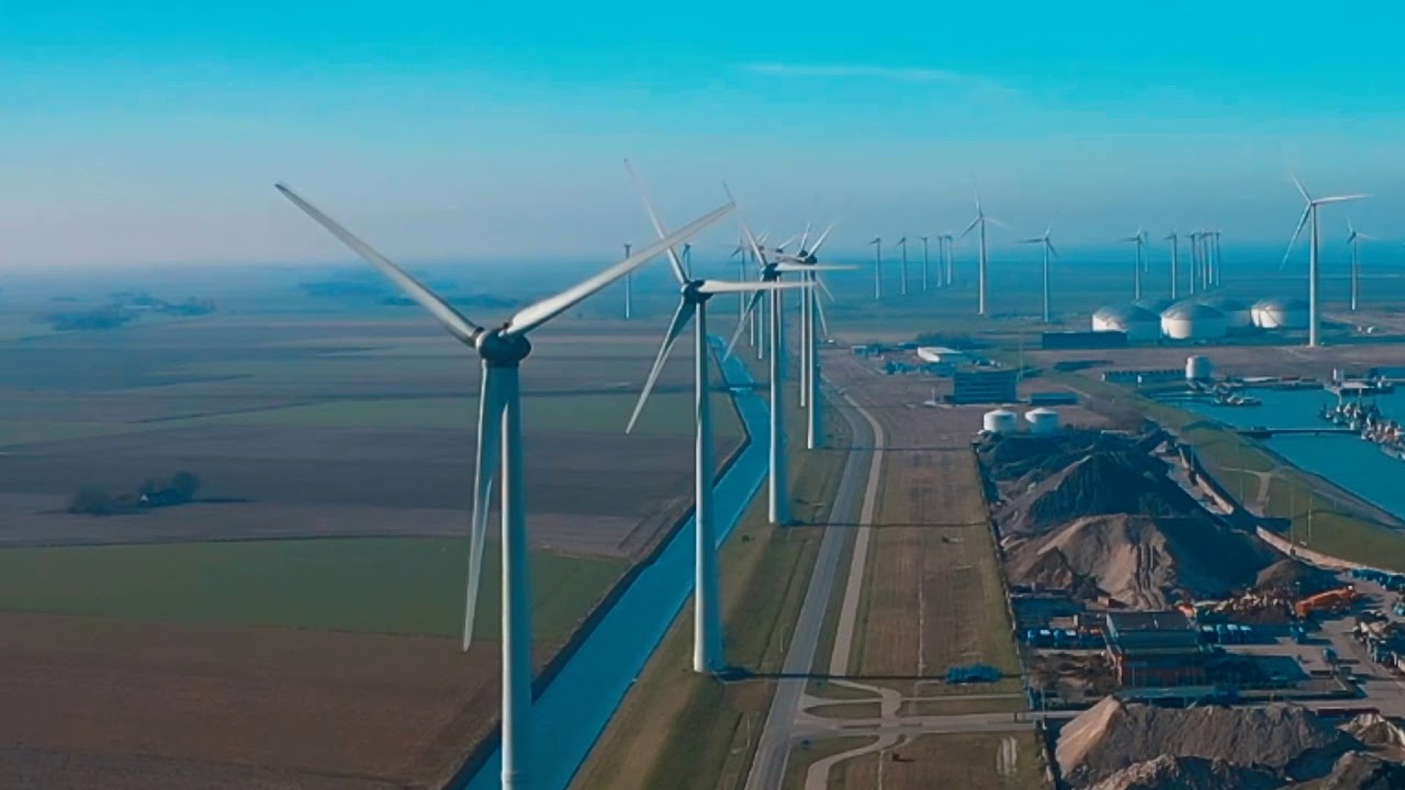 Netherlands,Groningen. Drone video 60fps