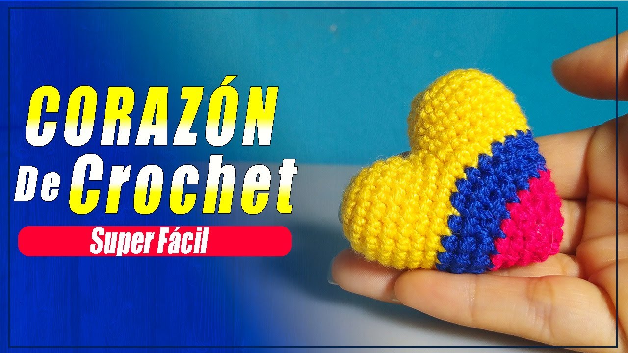 💖CORAZON de CROCHET TRICOLOR🧶 para principiantes 😊