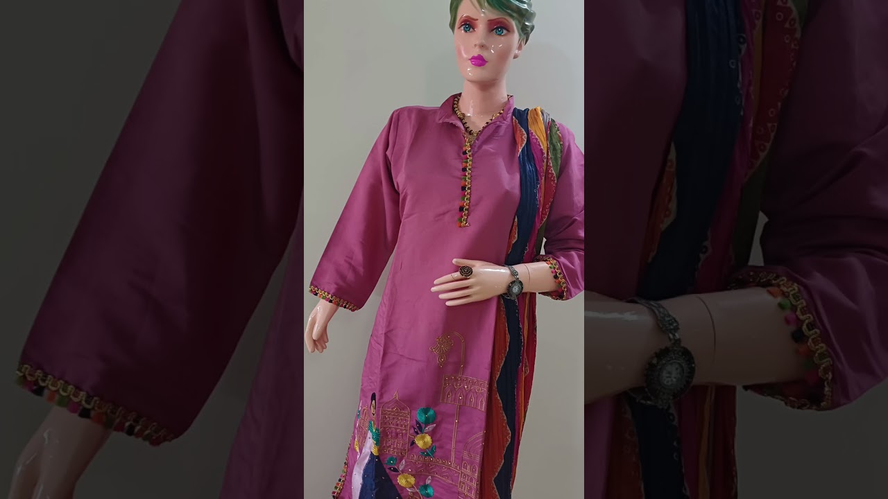 afgaani kurta set with Multicolor dupatta beautiful doll printed