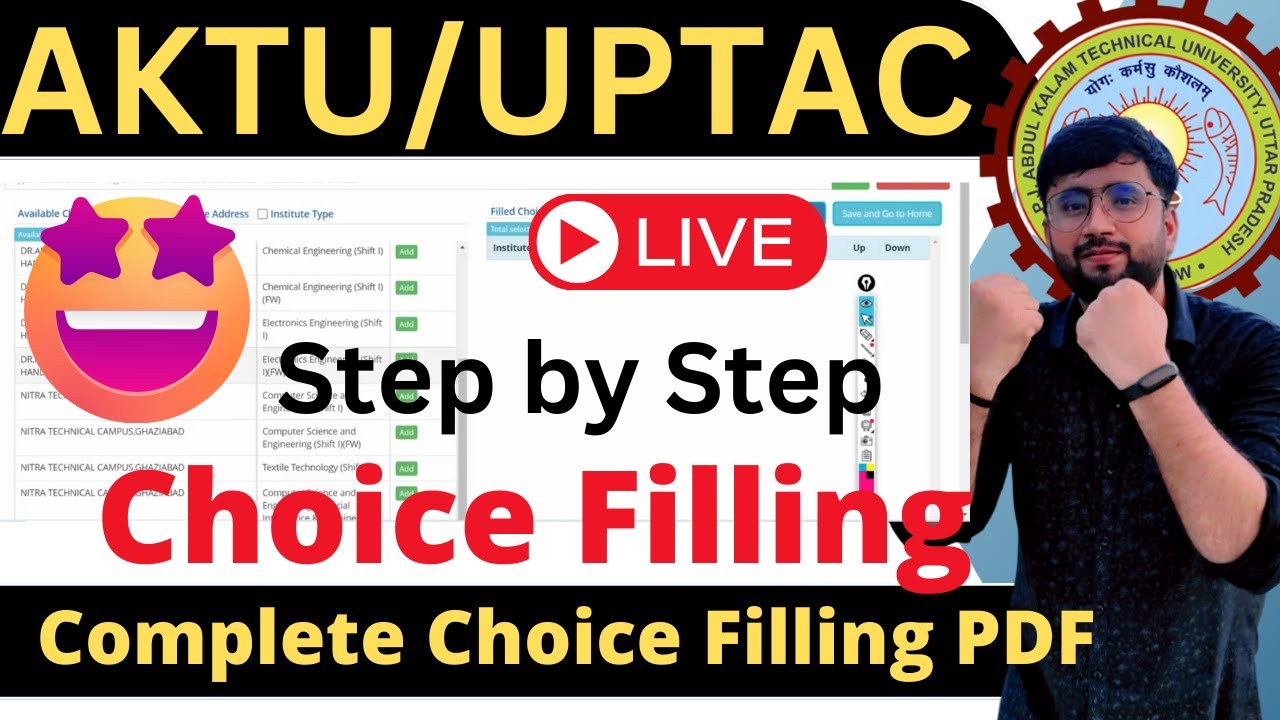 AKTU/UPTAC  Live Choice Filling  | How to Fill Choices | Free Choice Filling Pdf !!!