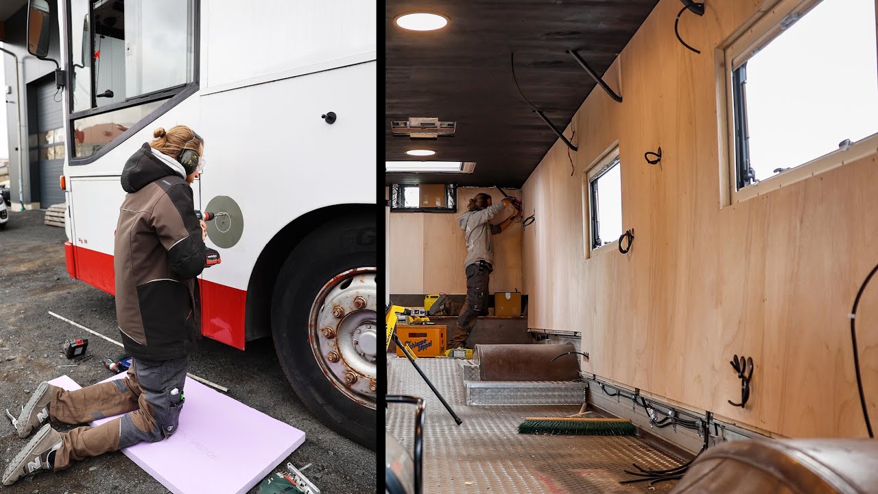 Der Linienbus wird sooo geil🤩 Wände mit Queenply verkleiden, Wasseranschluss einbauen!