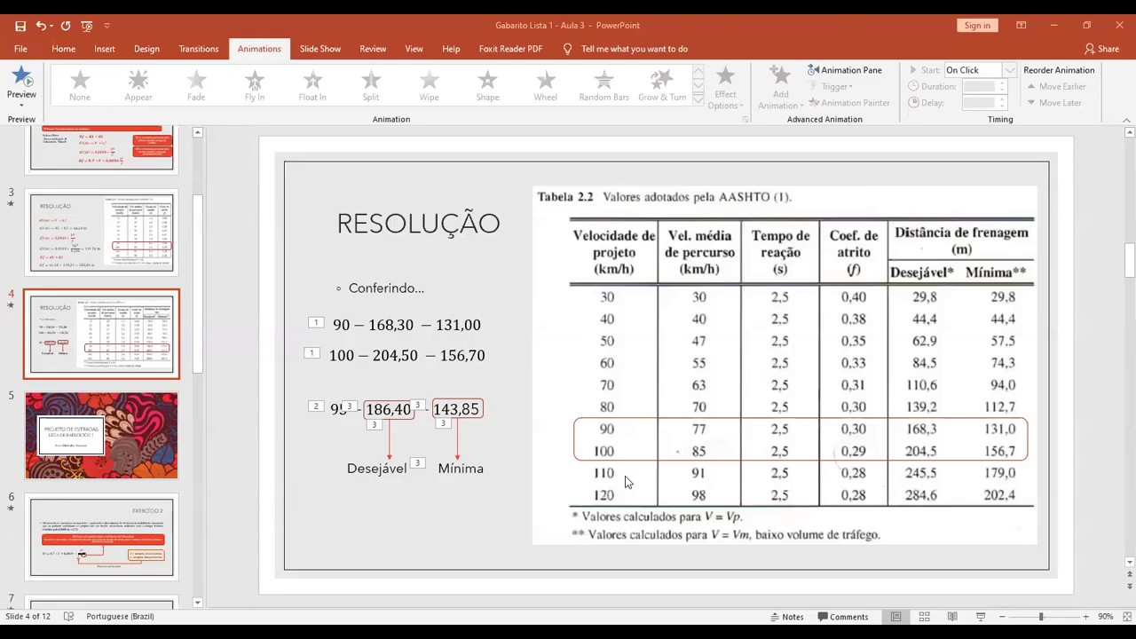 PROJETO DE ESTRADAS - Lista de Exerc&iacute;cios 1 - Aula 3 - Exemplo 1B