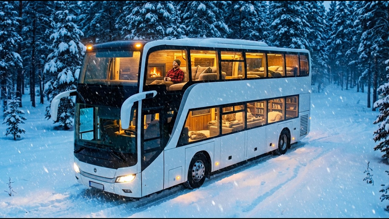 Transforming an Abandoned Bus into a Luxury Two-Story Modern Home | Full Process (ASMR)