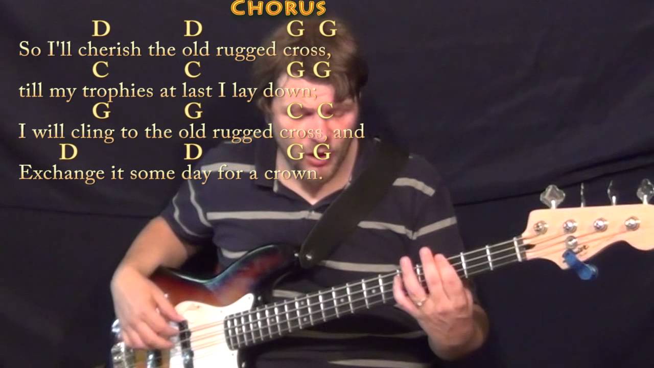 The Old Rugged Cross (HYMN) Bass Guitar Cover Lesson in G with Chords/Lyrics