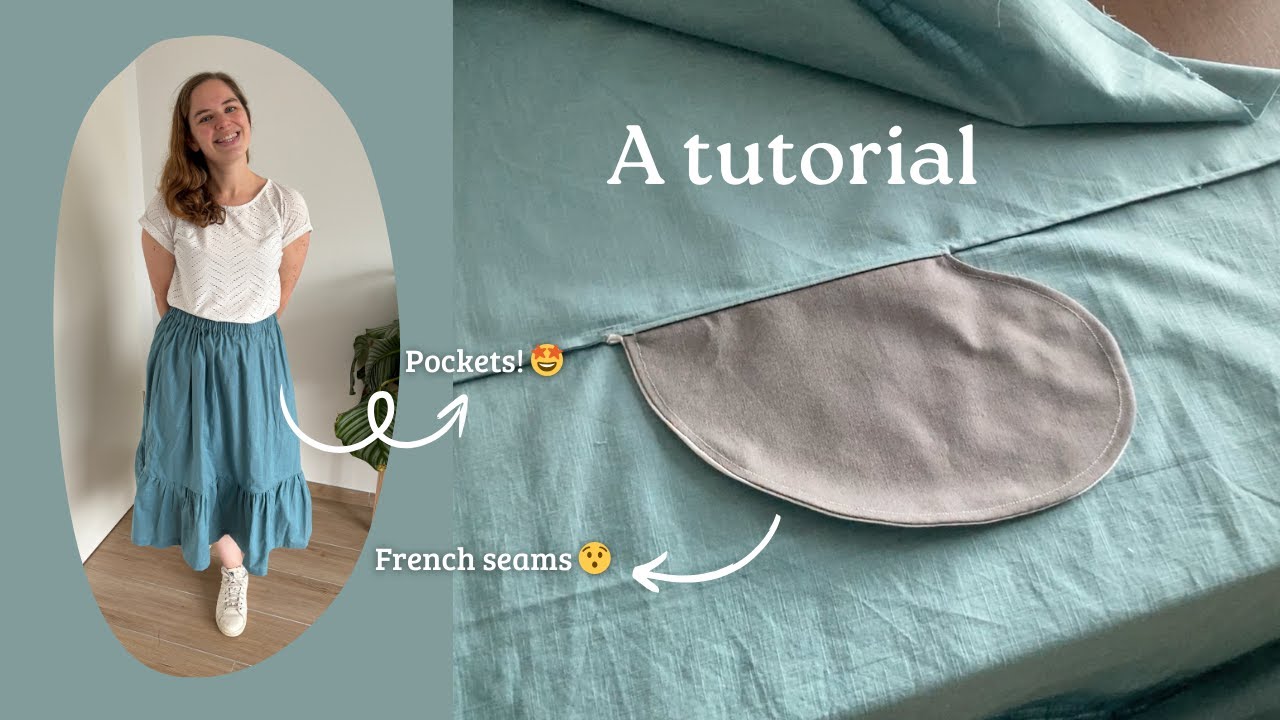 No serger beginner tutorial: tiered gathered skirt with beautiful French seam finishes & pockets!
