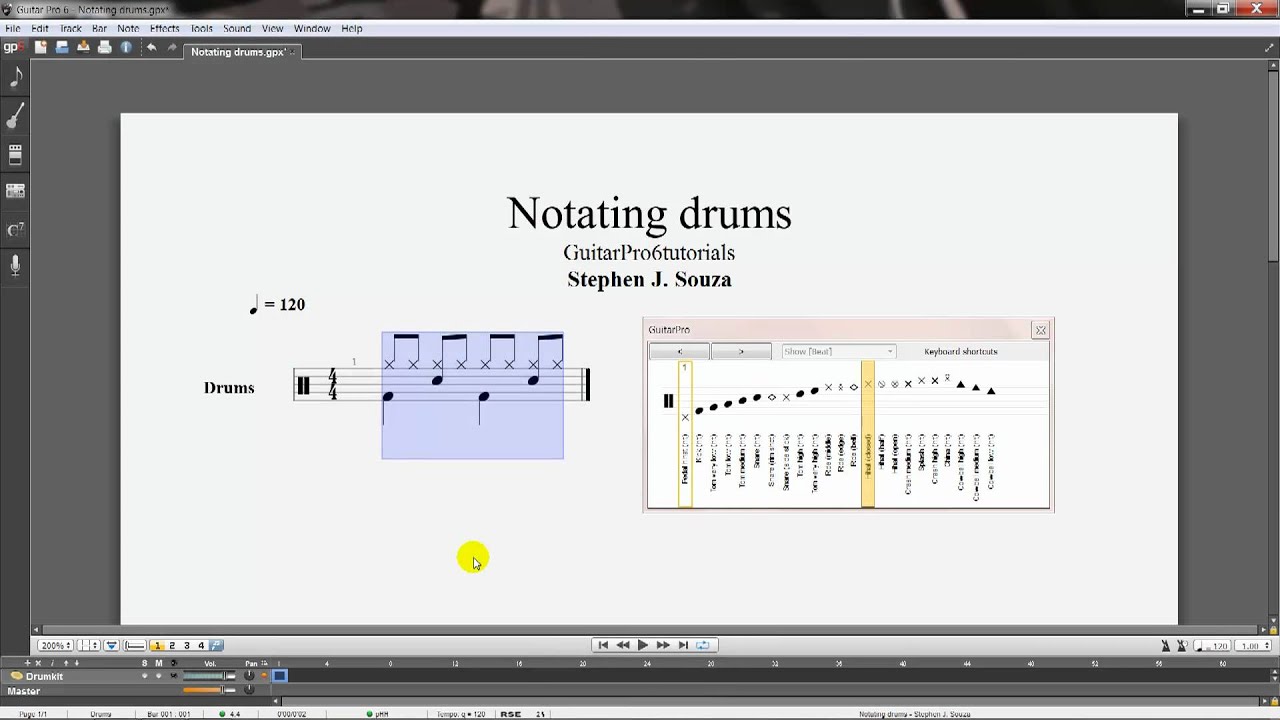 Guitar Pro 6 tutorial - Drum notation