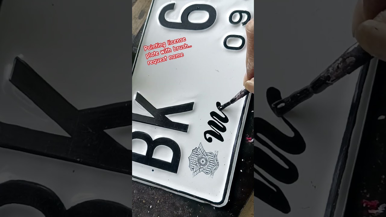 how to painting name request for license plate with brush.. 