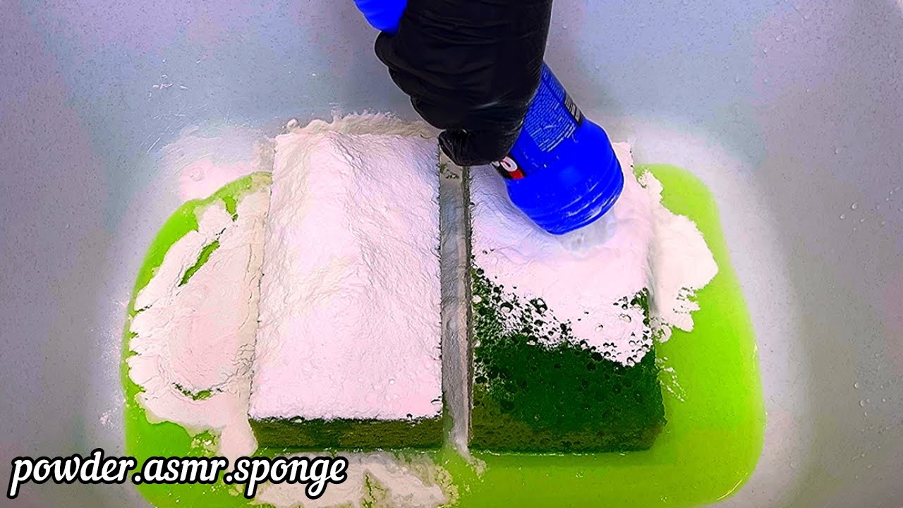 Green yummy mix 💚 Laundry gel + powder 🤍 Asmr squeezing sponge