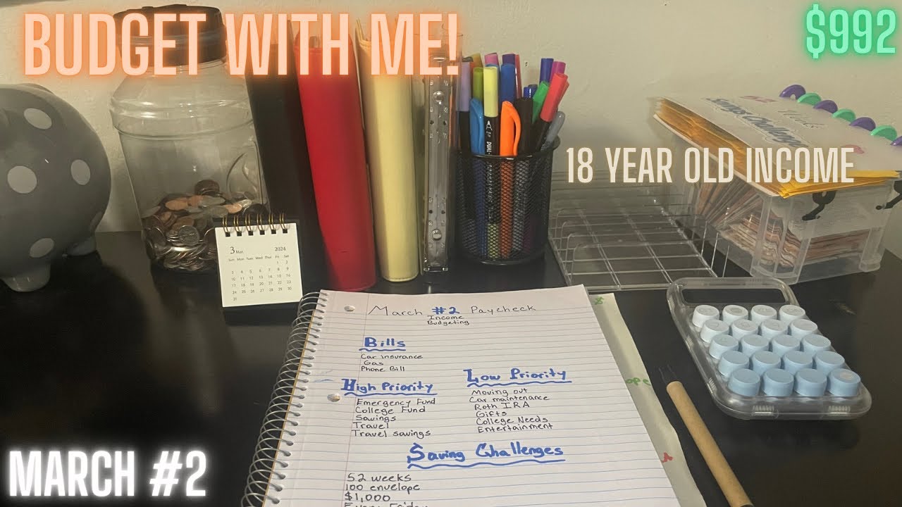 BUDGET WITH ME | March #2 Paycheck | $992 | 18 Year Old Student | Part-Time Income
