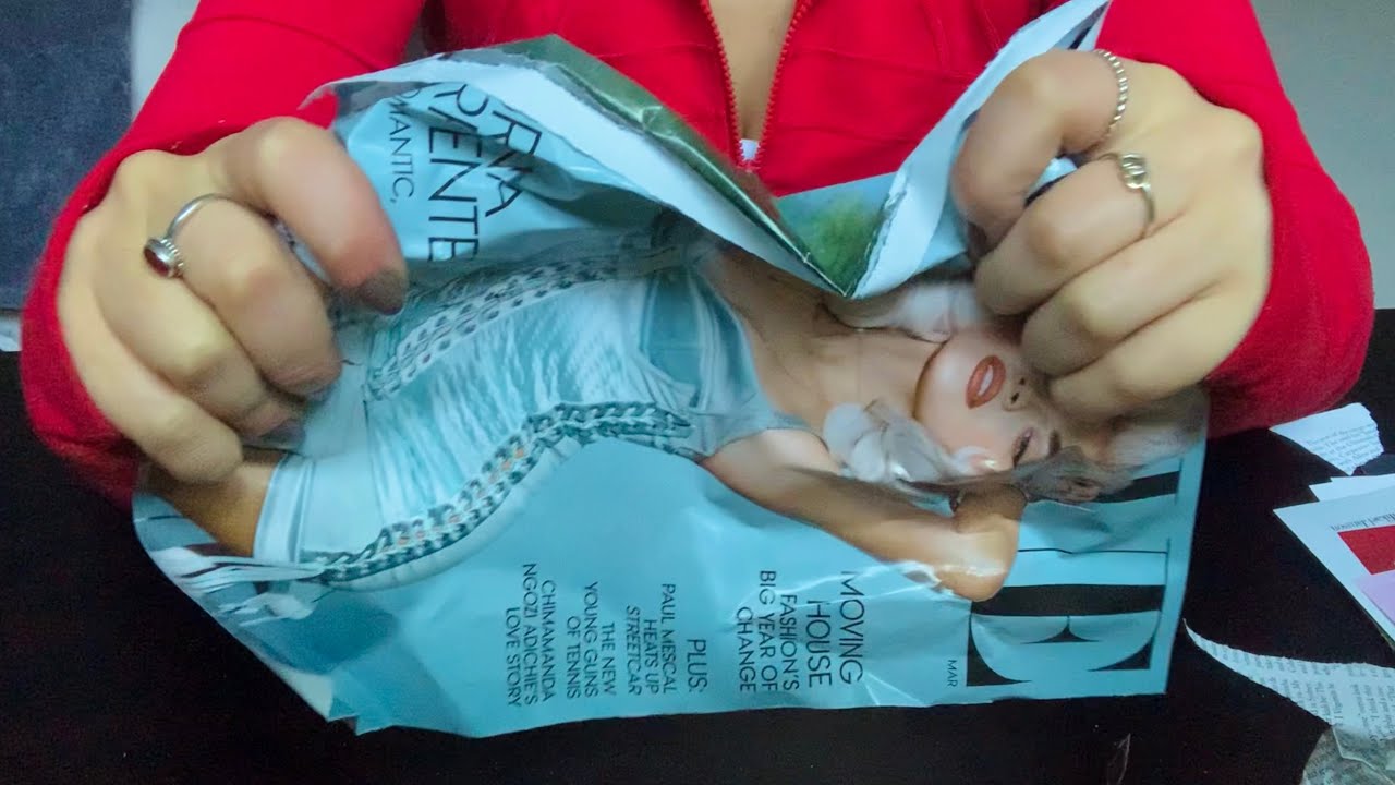 ASMR Paper Ripping - Vogue Magazine (Page Squeezing, Page Turning, Gripping, No Talking)