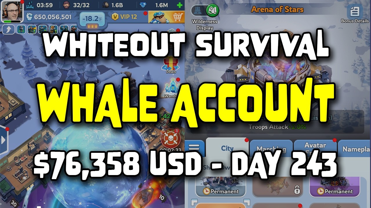Аккаунт &laquo;кита&raquo; в Whiteout Survival &mdash; $76 358 &mdash; День 243 &mdash; Максимальный уровень Twin Stars d3