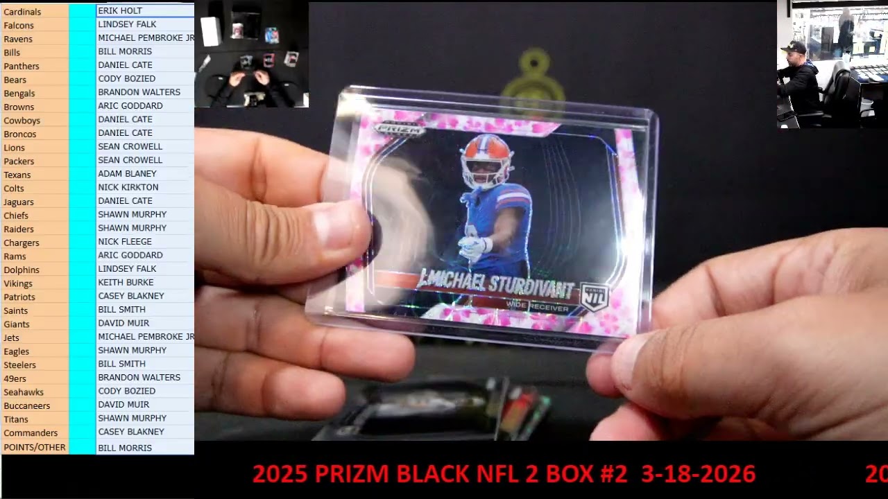 CAJUNBREAKER 2025 PRIZM BLACK NFL 2 BOX #2  3-18-2026