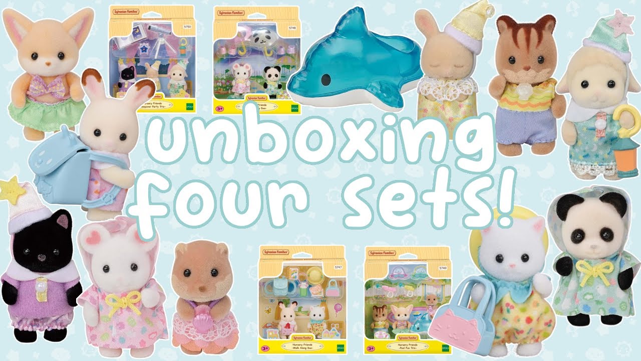 unboxing four new baby nursery sets ✨ Sylvanian Families rainy day duo,  sleepover party and more!