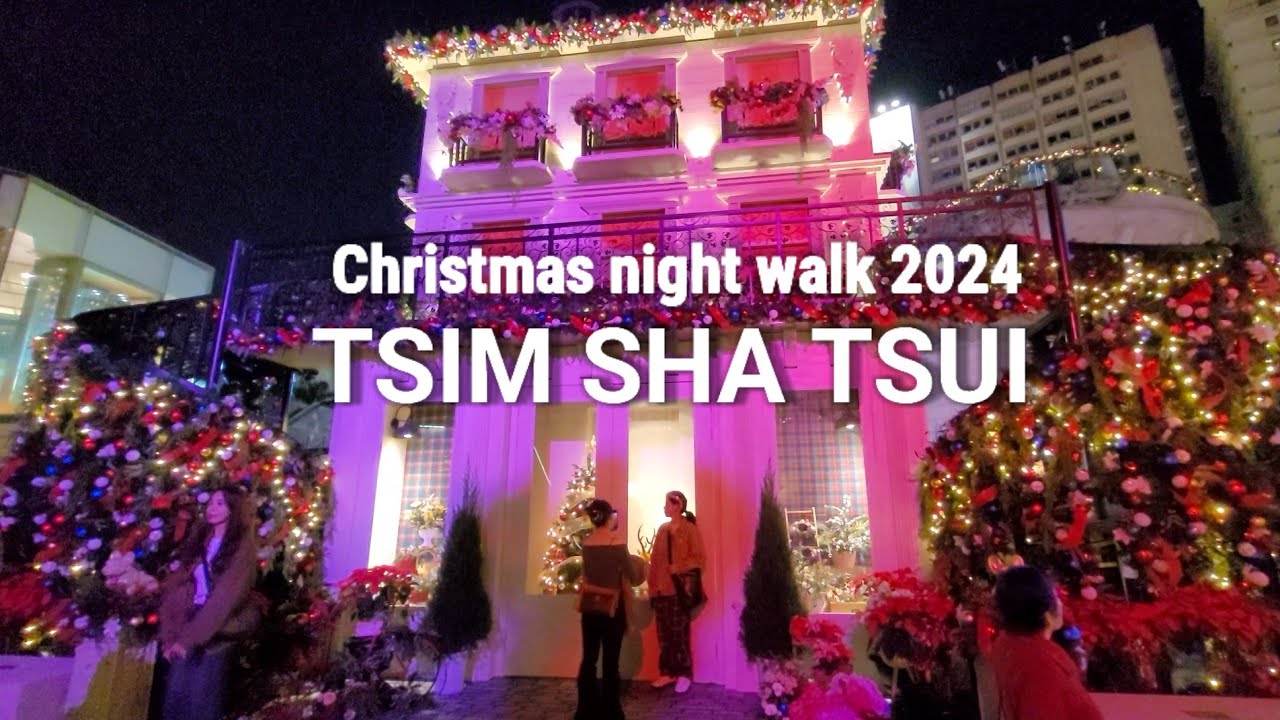 Tsim Sha Tsui Christmas Lights Night Walk 2024 | Hong Kong Walking Tour