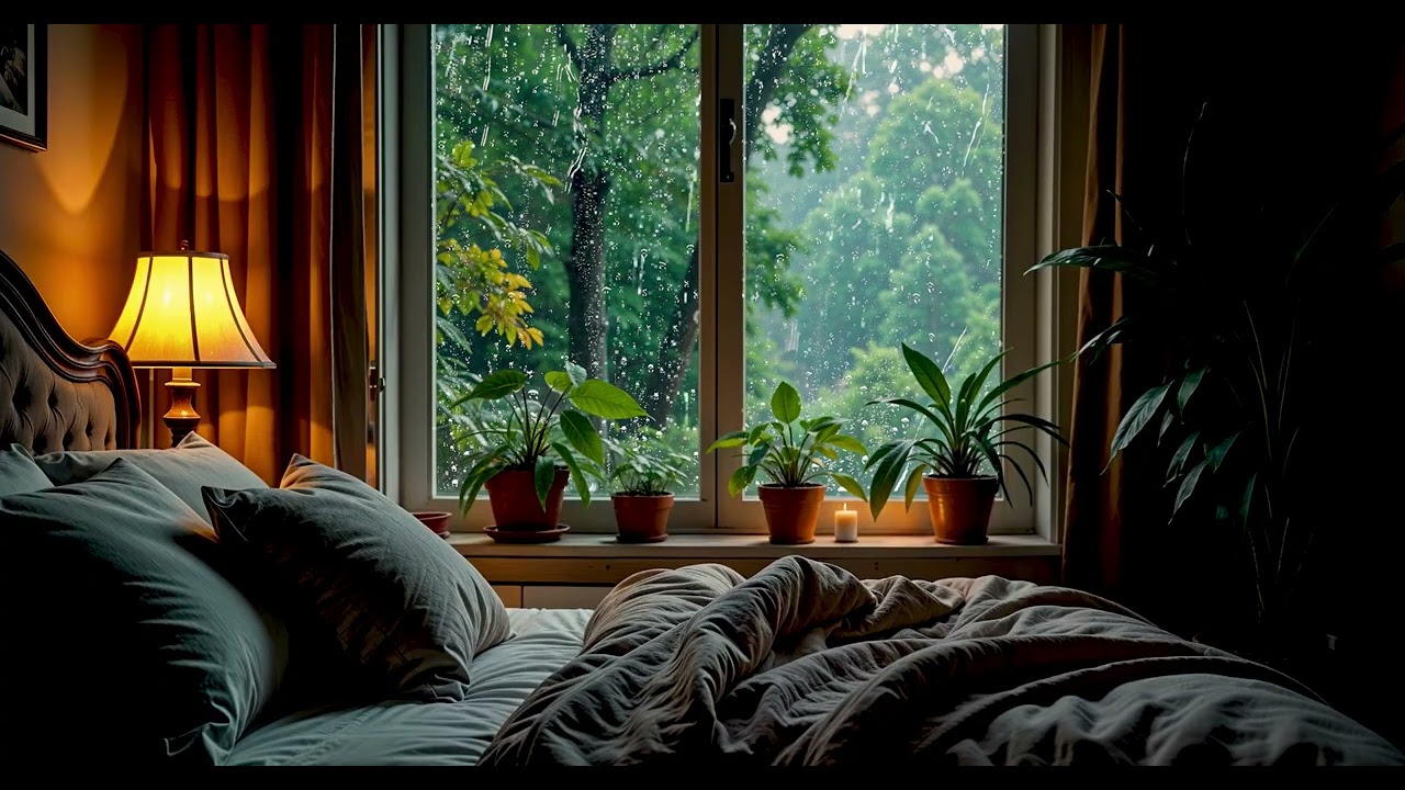Cozy Bedroom Rain on Window 🌧️ 3 Hours for Deep Sleep