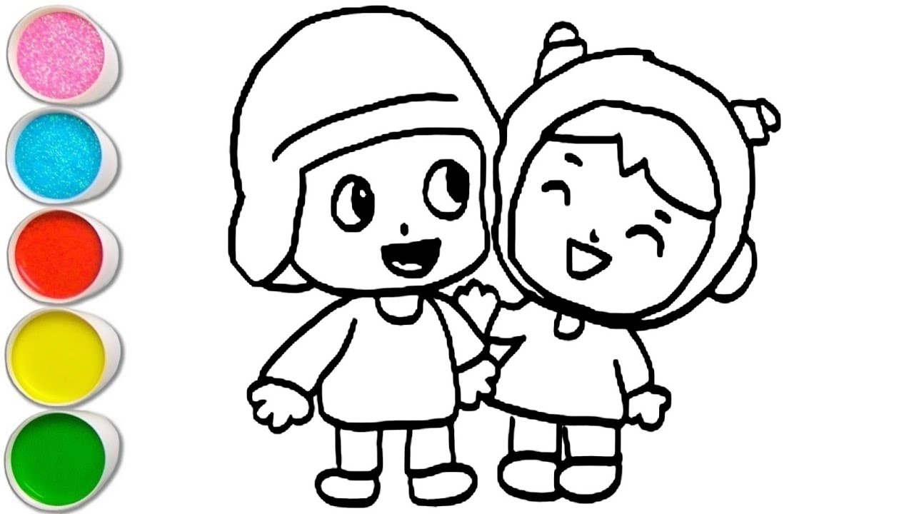 Cute Nina with pocoyo Drawing, Painting and Coloring For Kids and Toddlers_ Easy Drawing 