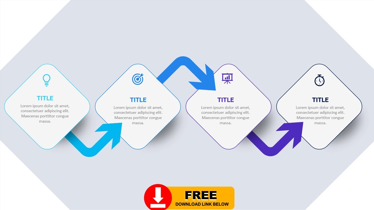 Слайд «4 шага процесса» в PowerPoint. Урок № 888