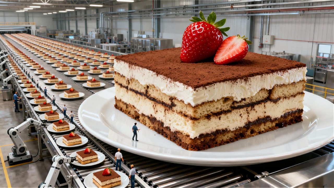 Inside the Tiramisu Cake Factory | How MILLIONS of Classic Italian Desserts Are Made (Full Process)