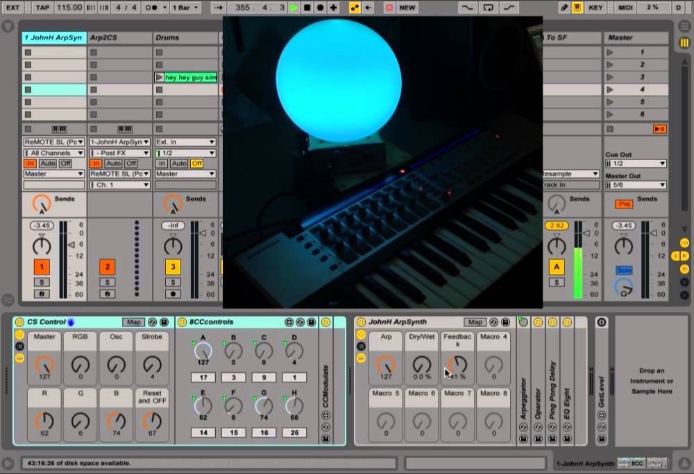 Using ColorSynth MIDI LED lights with Ableton Live and an arpeggiated Synthesizer, EDM, Live PA
