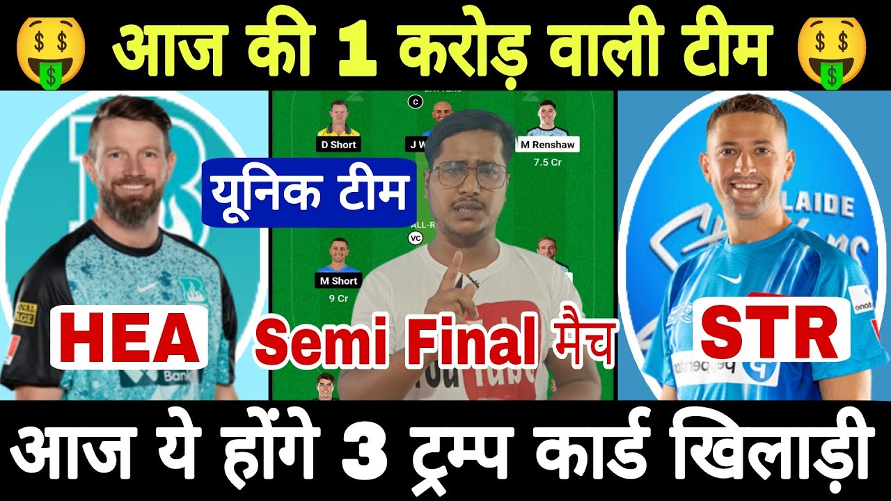 HEA vs STR Dream11 Prediction, Brisbane Heat vs Adelaide Strikers Dream11 Team, Big Bash Leage