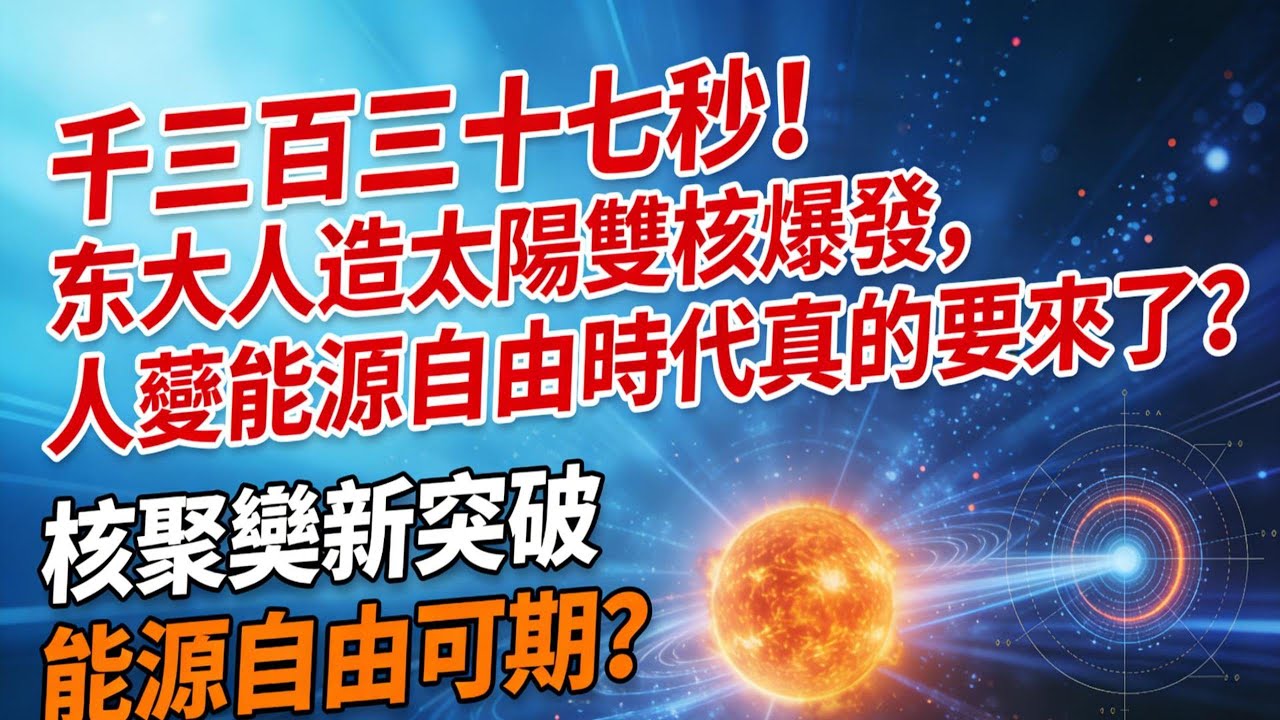 千三百三十七秒！东大人造太陽雙核爆發，人類能源自由時代真的要來了？#中國人造太陽#核聚變突破#能源革命#中國科技崛起#EAST#洪荒七十#可控核聚變#商業核聚變#能源自由#稀土技術