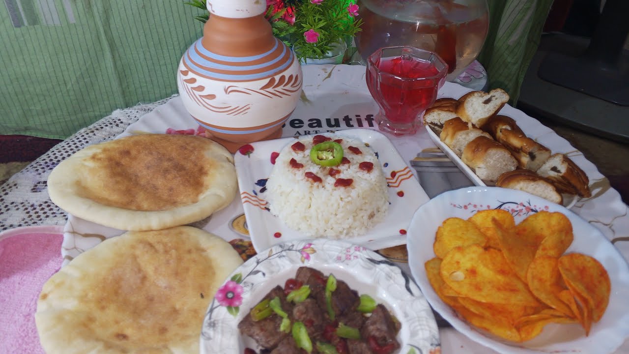 طبلية جدتى 🧑‍🦳 كبدة ورز وشيبسى وعصير والقلة