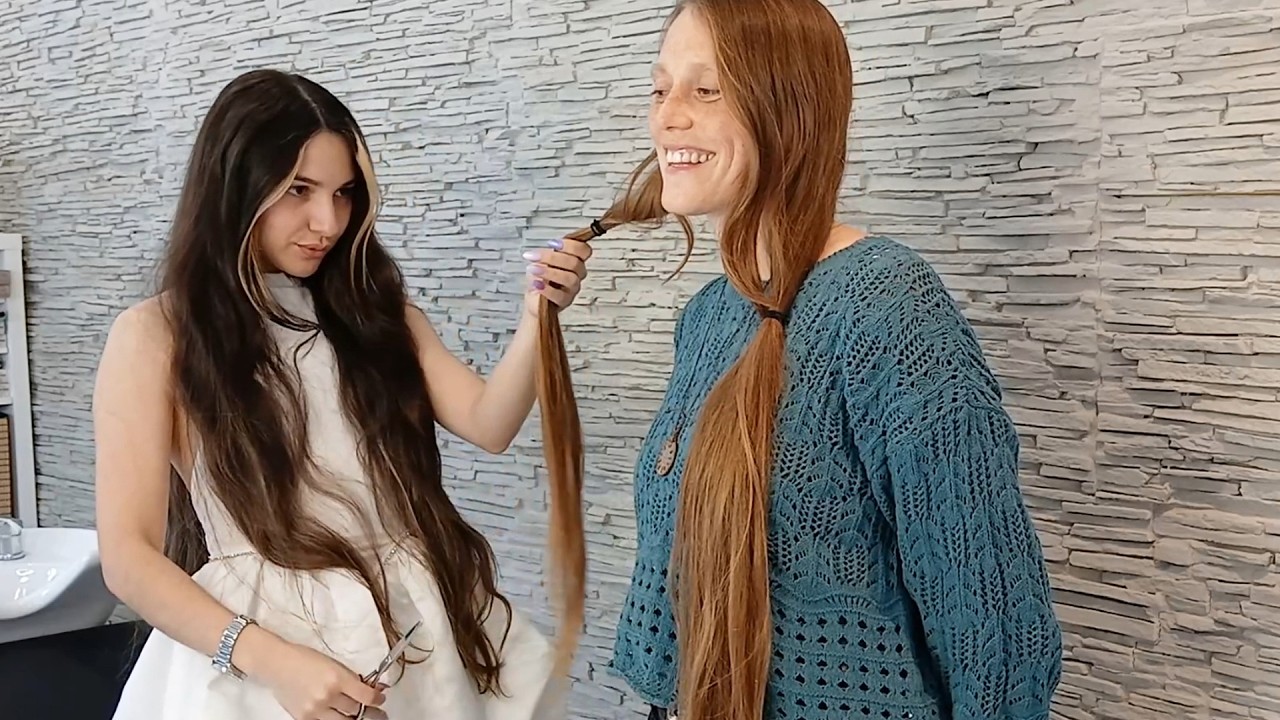 Stunning redhead cuts her butt length hair (Membership & Shop video Teaser)