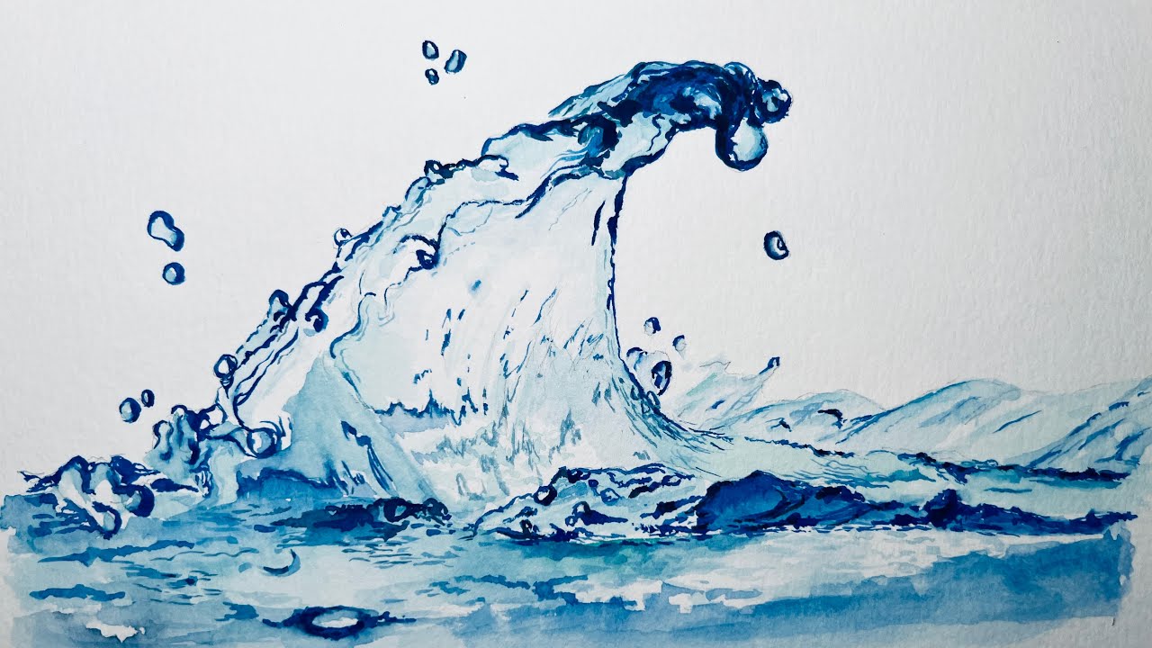 HOW TO PAINT SPLASH OF WATER USING WATERCOLOR series2 | Daily Challenge 1 | roceleeartworks