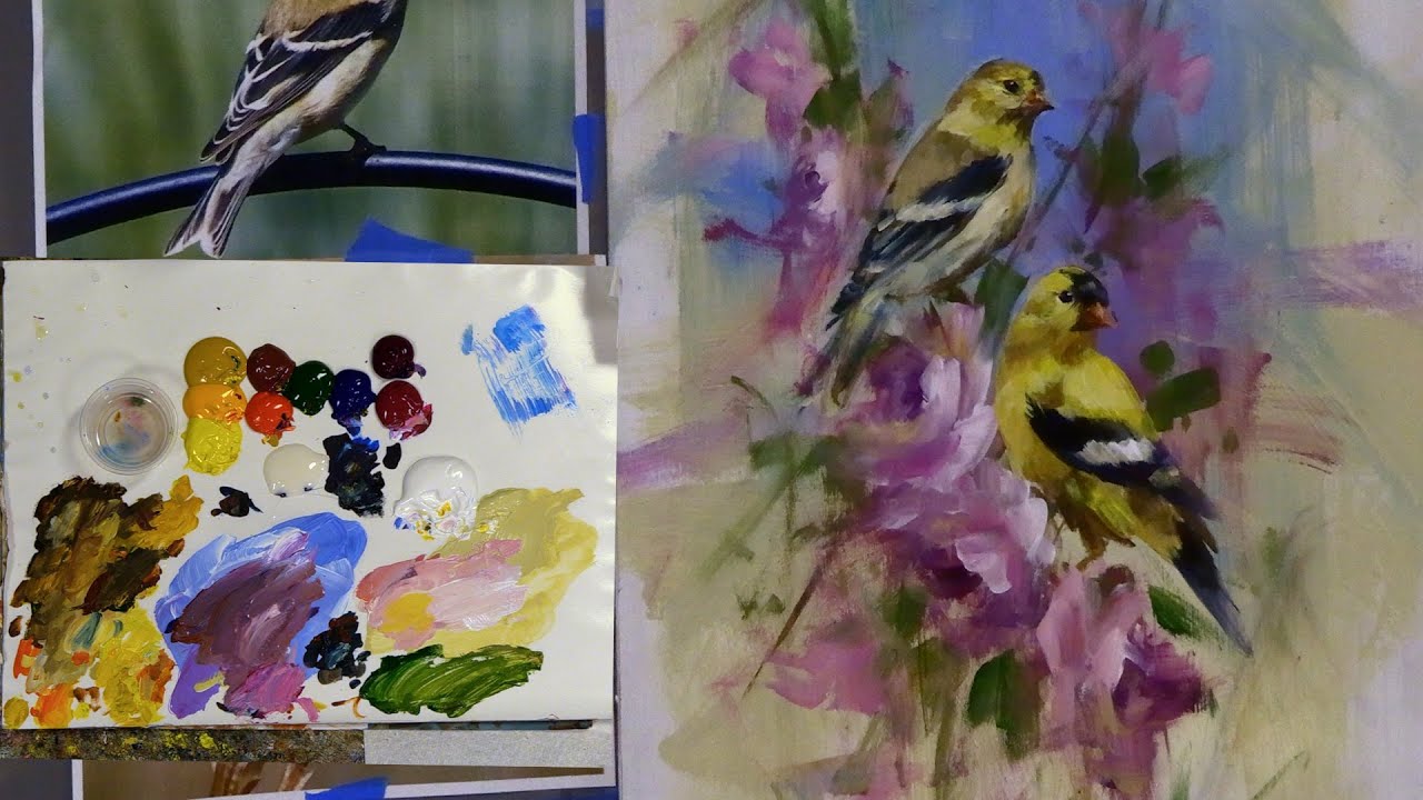 Painting an Goldfinch Pair with Acrylics