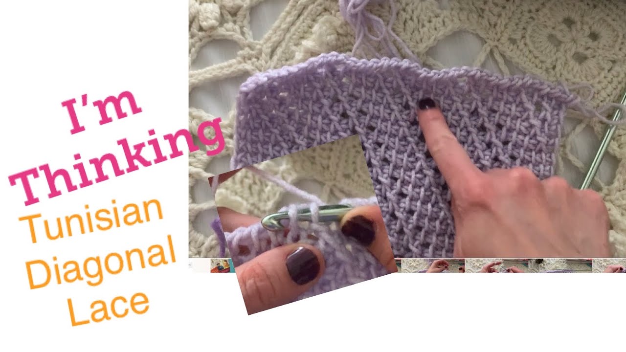 Tunisian Crochet Diagonal Eyelet Lace (Right)