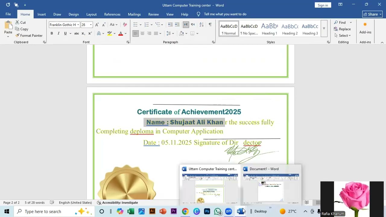 video1107776936  Class 2 Certificate  word