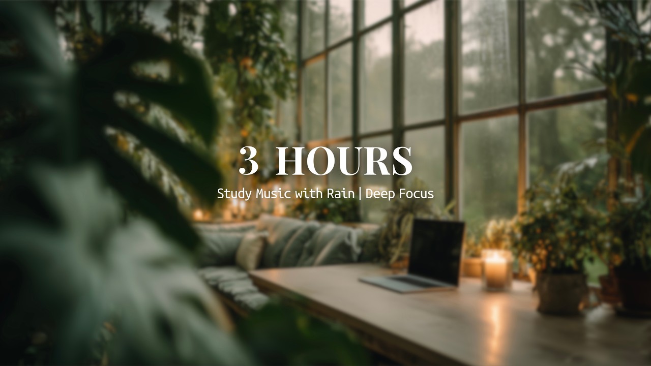 3 Hours Study Music with Rain | Nature Ambience for Deep Focus