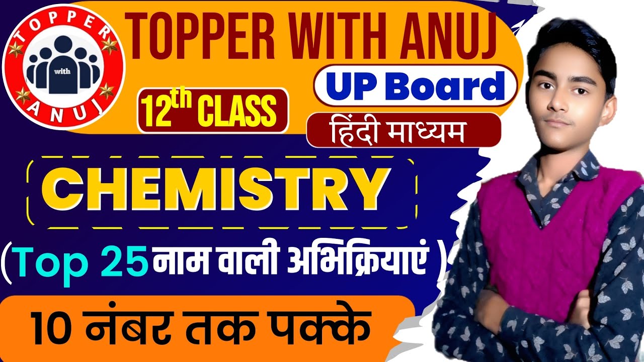 Class 12 Chemistry Top 25 नाम वाली अभिक्रियाएँ | UP Board 2026 | Most Important Named Reactions