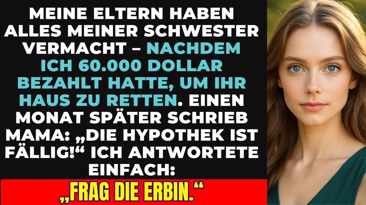 Ich zahlte 60.000 € für ihr Haus – doch im Testament wurde ich komplett vergessen...