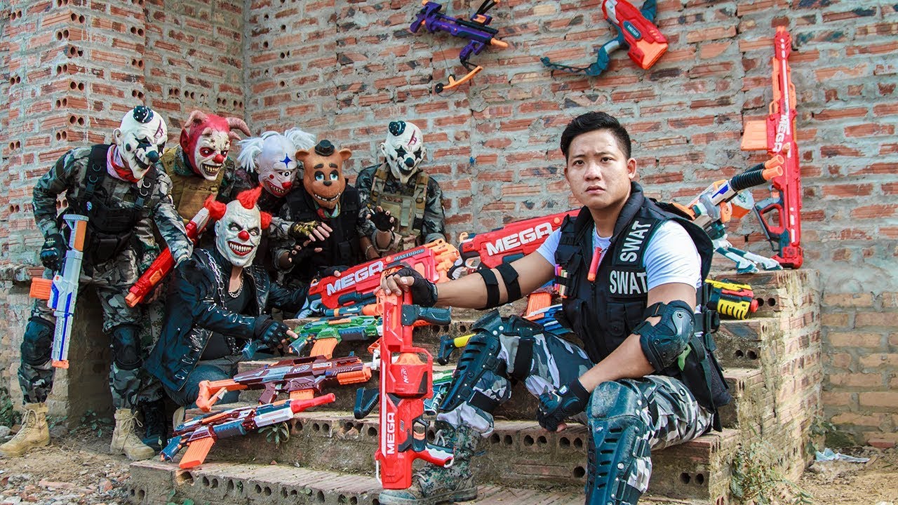 LTT Films : Special Task SWAT Warriors Nerf Guns Fight Satan Mask Gang Tiger Man Nerf War
