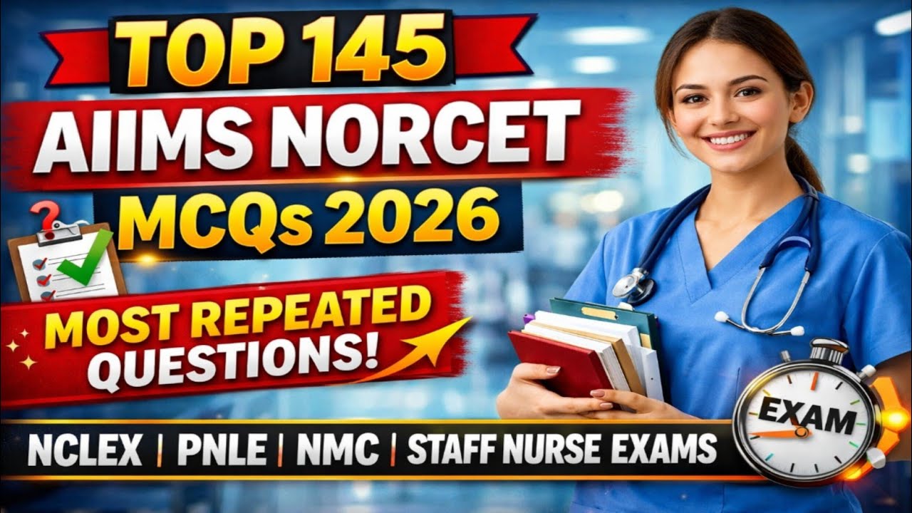 145 лучших вопросов с множественным выбором для экзаменов AIIMS NORCET-10 и 11 2026 года | Основы...