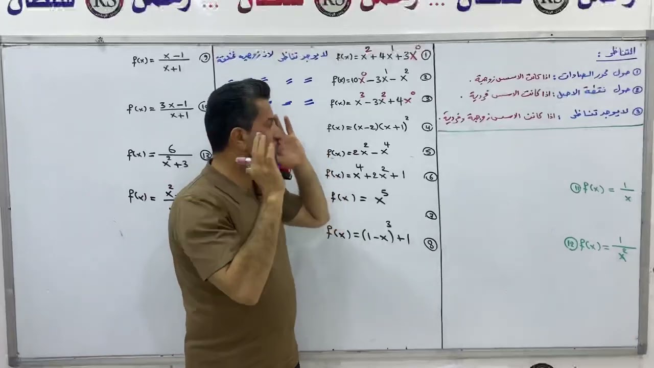 ملخص التناظر حول رسم الدالة