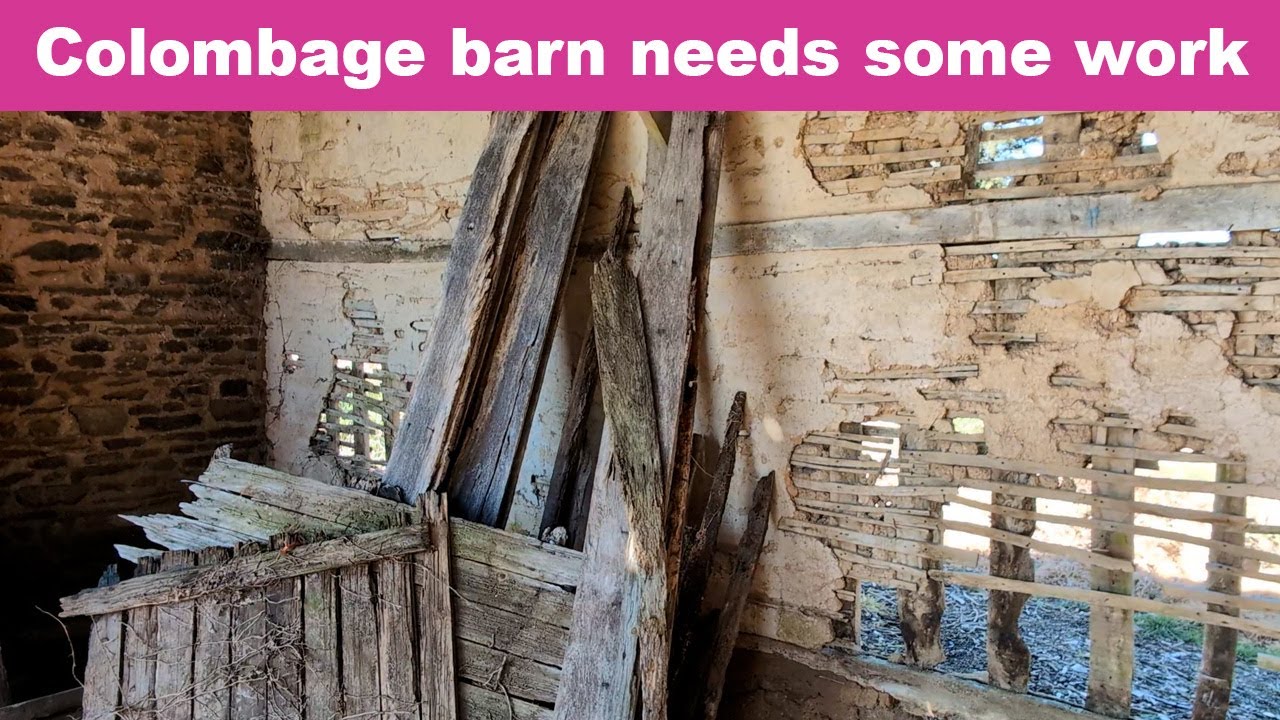 Colombage barn needs some work at the French farm house renovation.