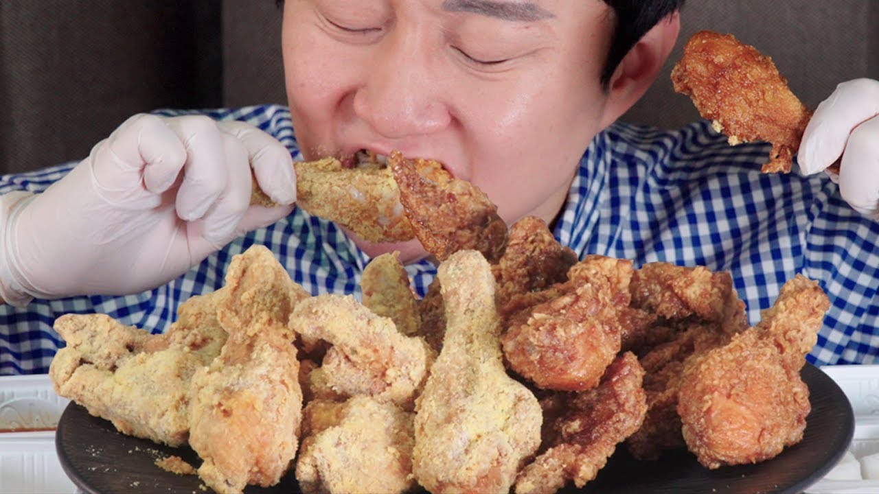 네네 스노윙 치즈 + 소이갈릭 치킨 리얼사운드 먹방! b^^d～MUKBANG～Snowing Cheese+Soy Garlic Fried chicken チキン～PRUMIR～ ASMR