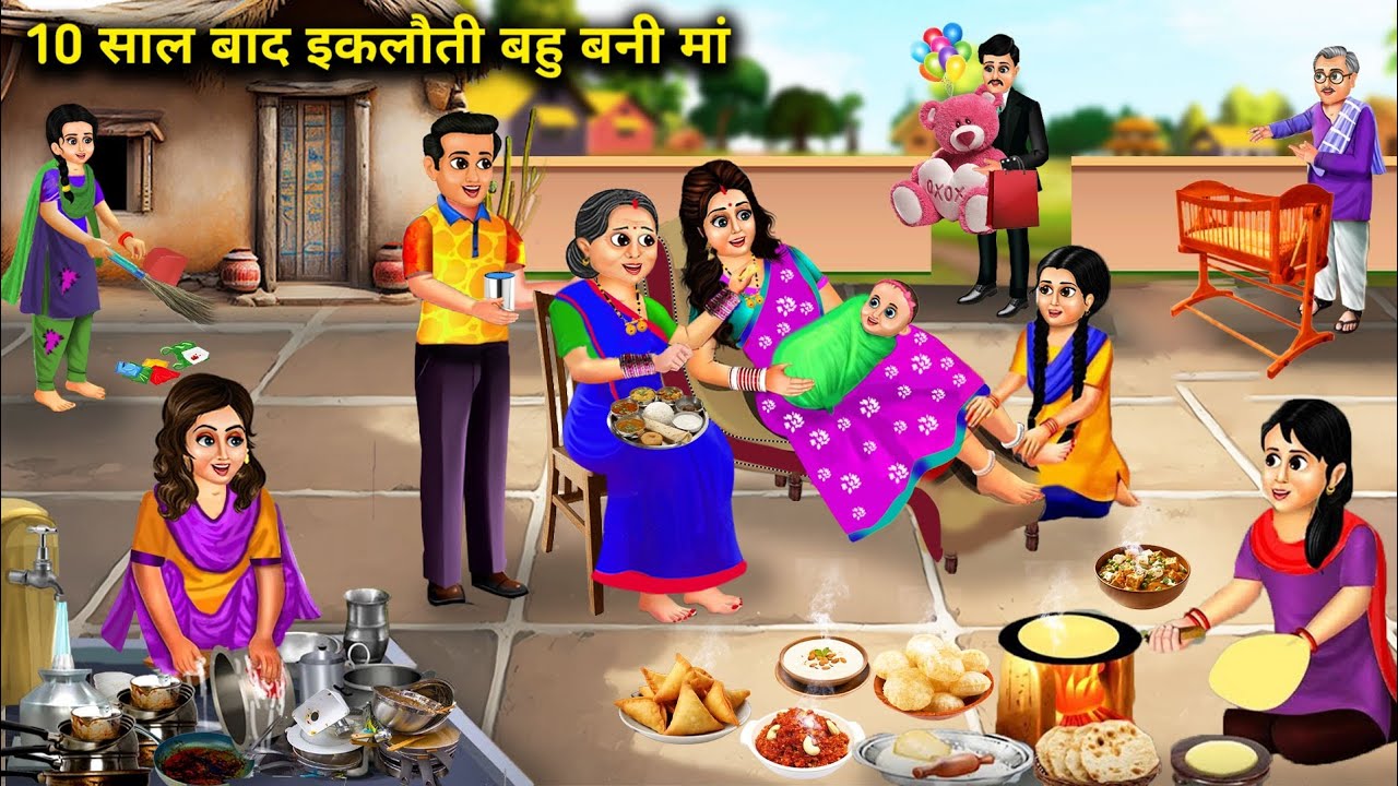 10 साल बाद इकलौती बहू बनी मां||10 sal bad iklauti Bahu Bani maa||cartoon stories||hindi kahaniyan.!
