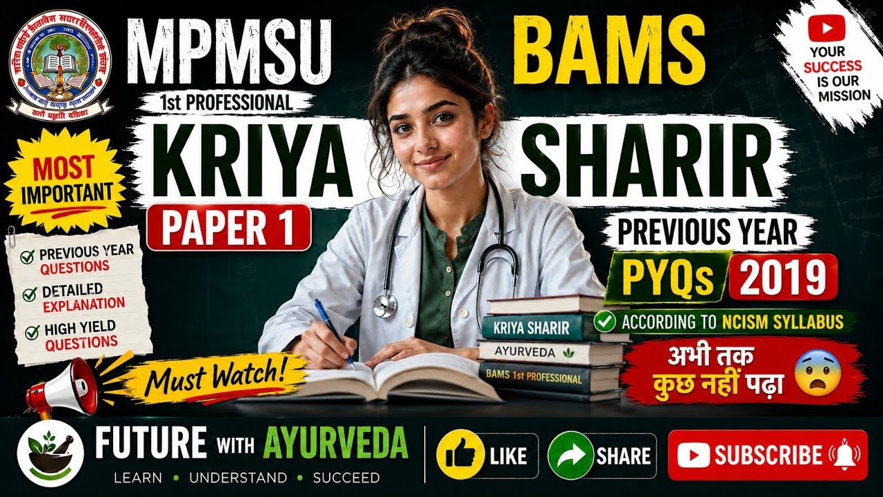अभी तक कुछ नहीं पढ़ा? 😱 Kriya Sharir Paper 1 PYQs 2019 | BAMS 1st Prof MPMSU guess paper